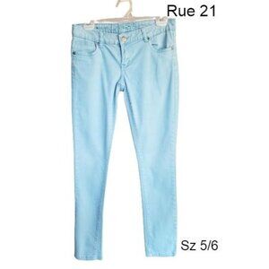 Rue 21 Juniors Skinny Jeans Size 5/6 Light Blue Chic Stretch Coquette Y2K Denim